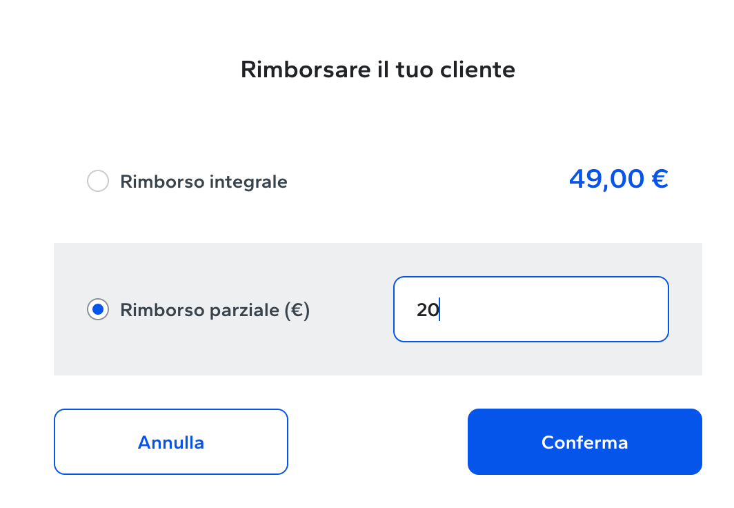 Rimborso parziale - Payplug