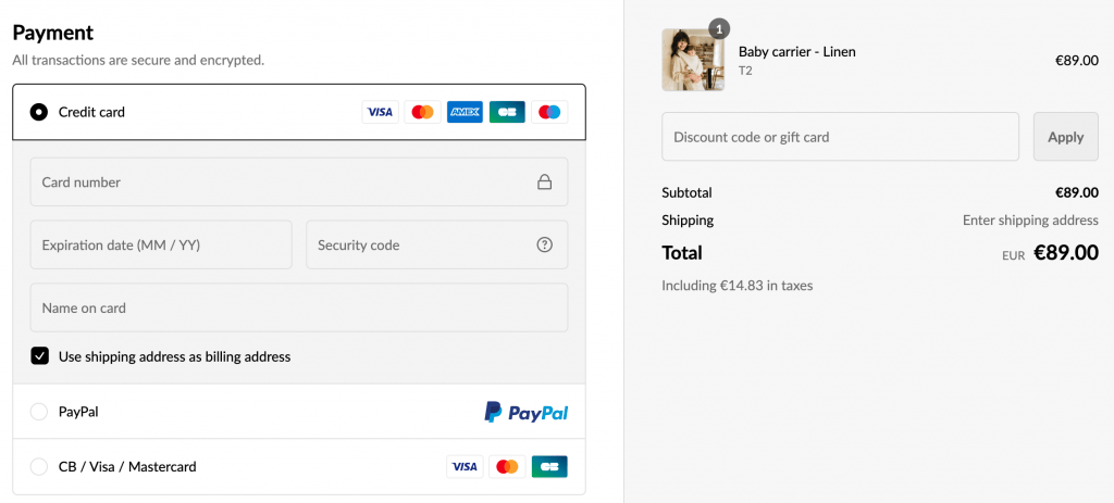 pagina di pagamento integrata