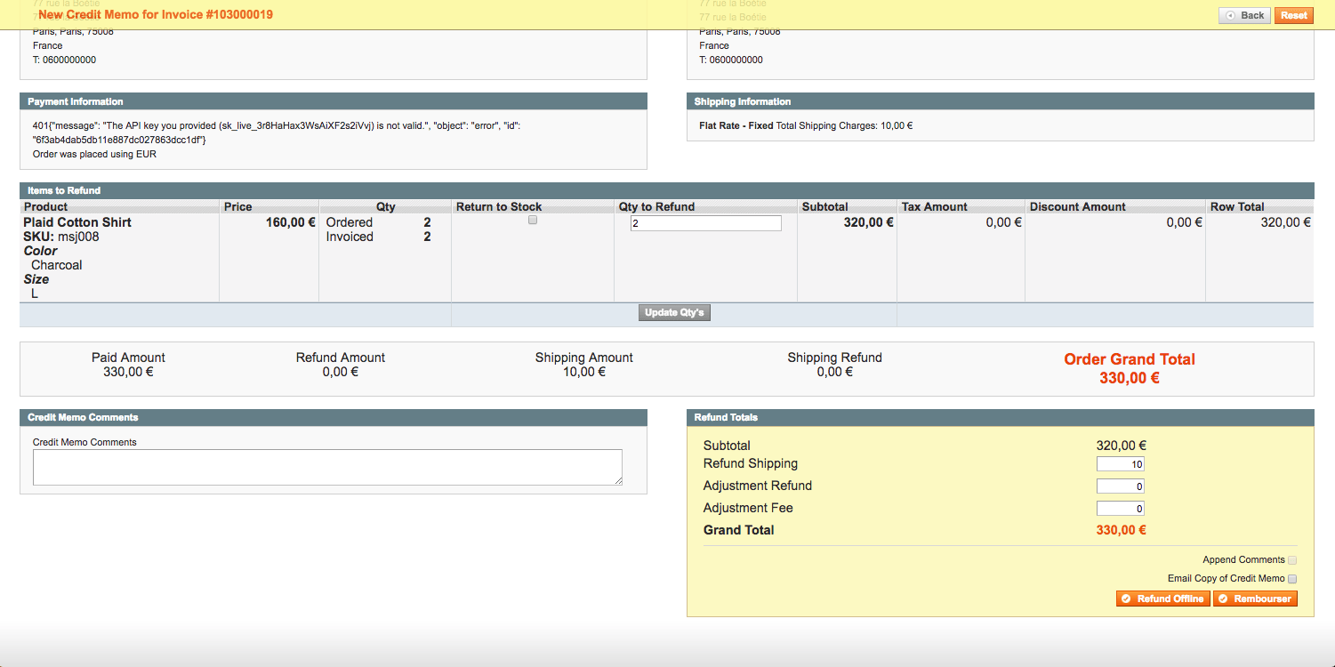 Rembourser transaction avec module de paiement en ligne sur Magento