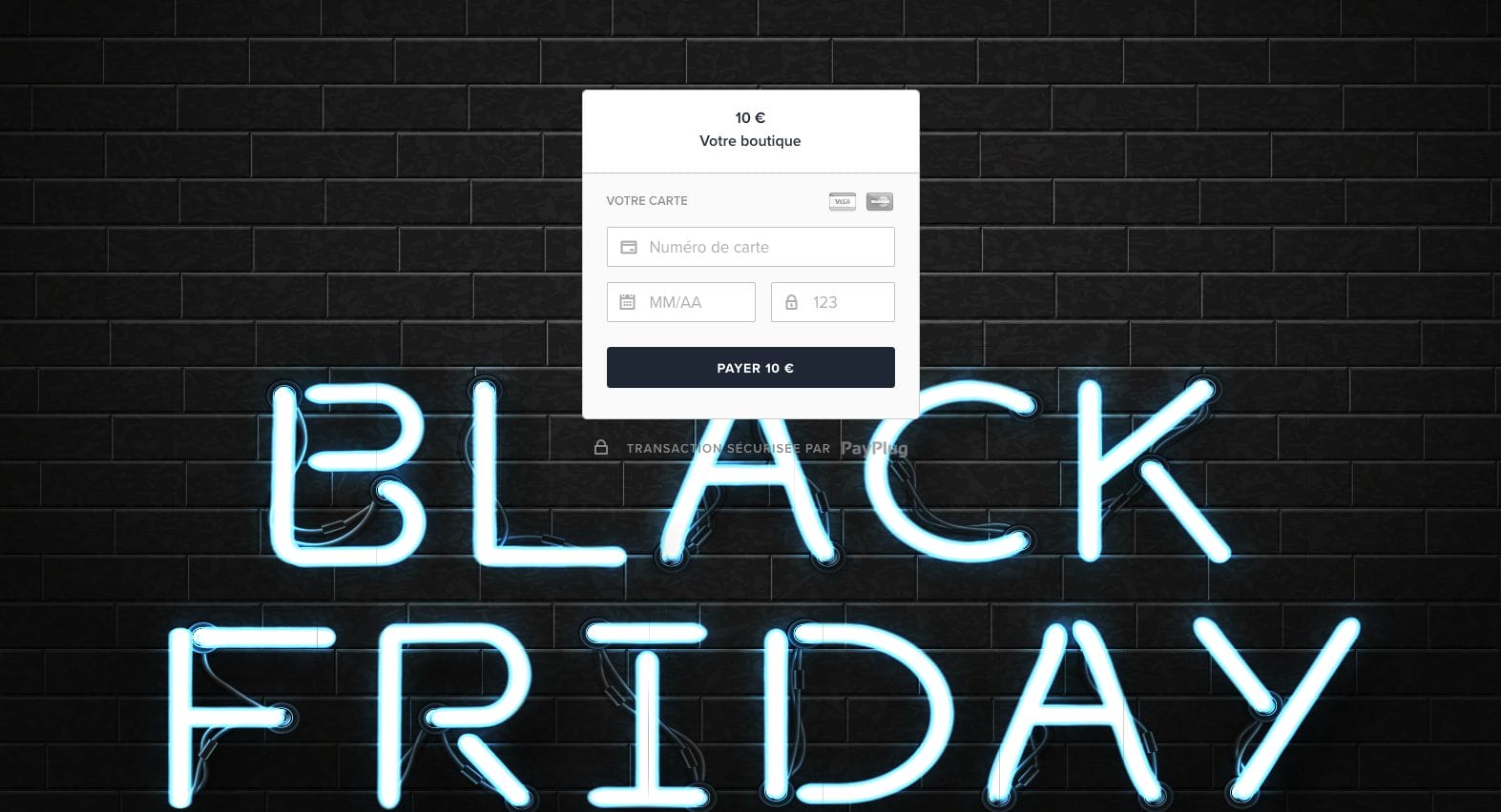 Page de paiement Black Friday