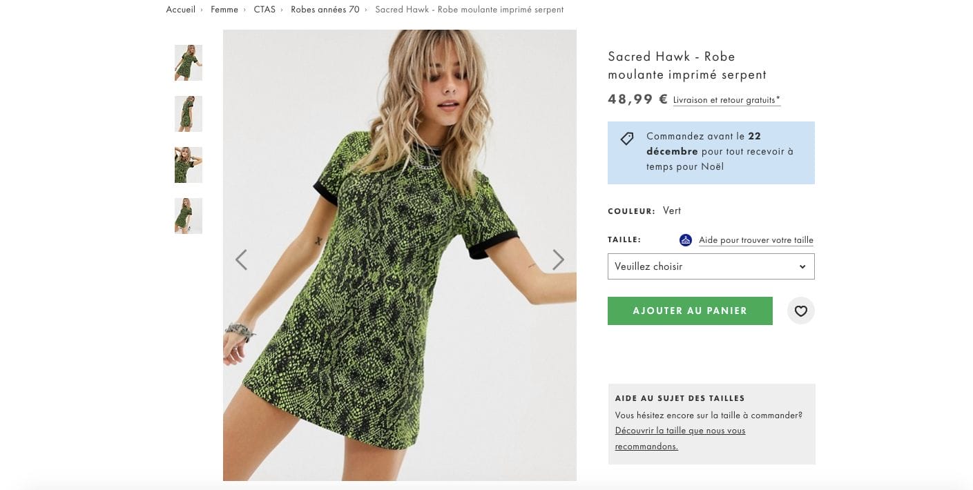 Modèle fiche produit e-commerce