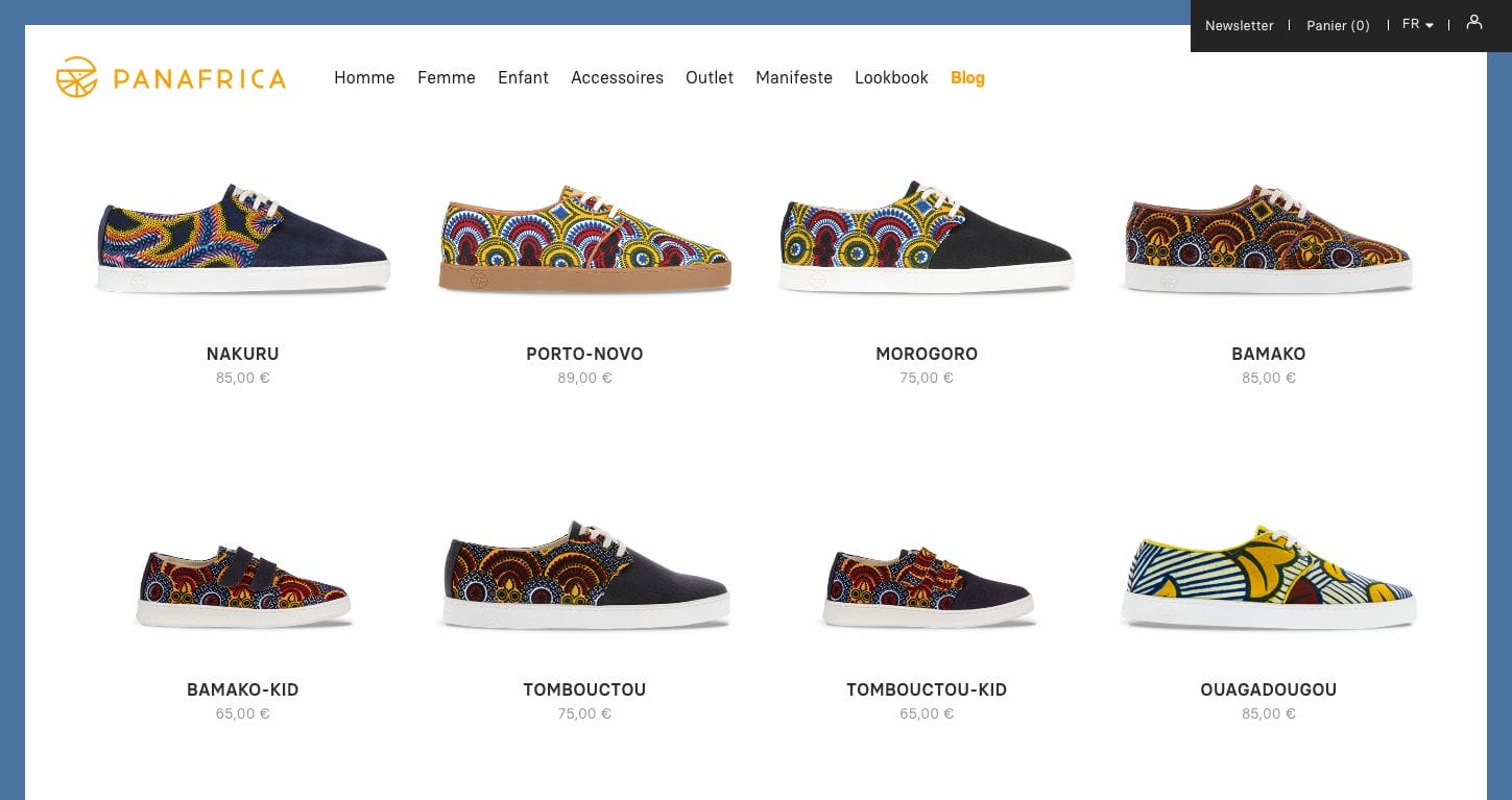 Page d'accueil du site Panafrica