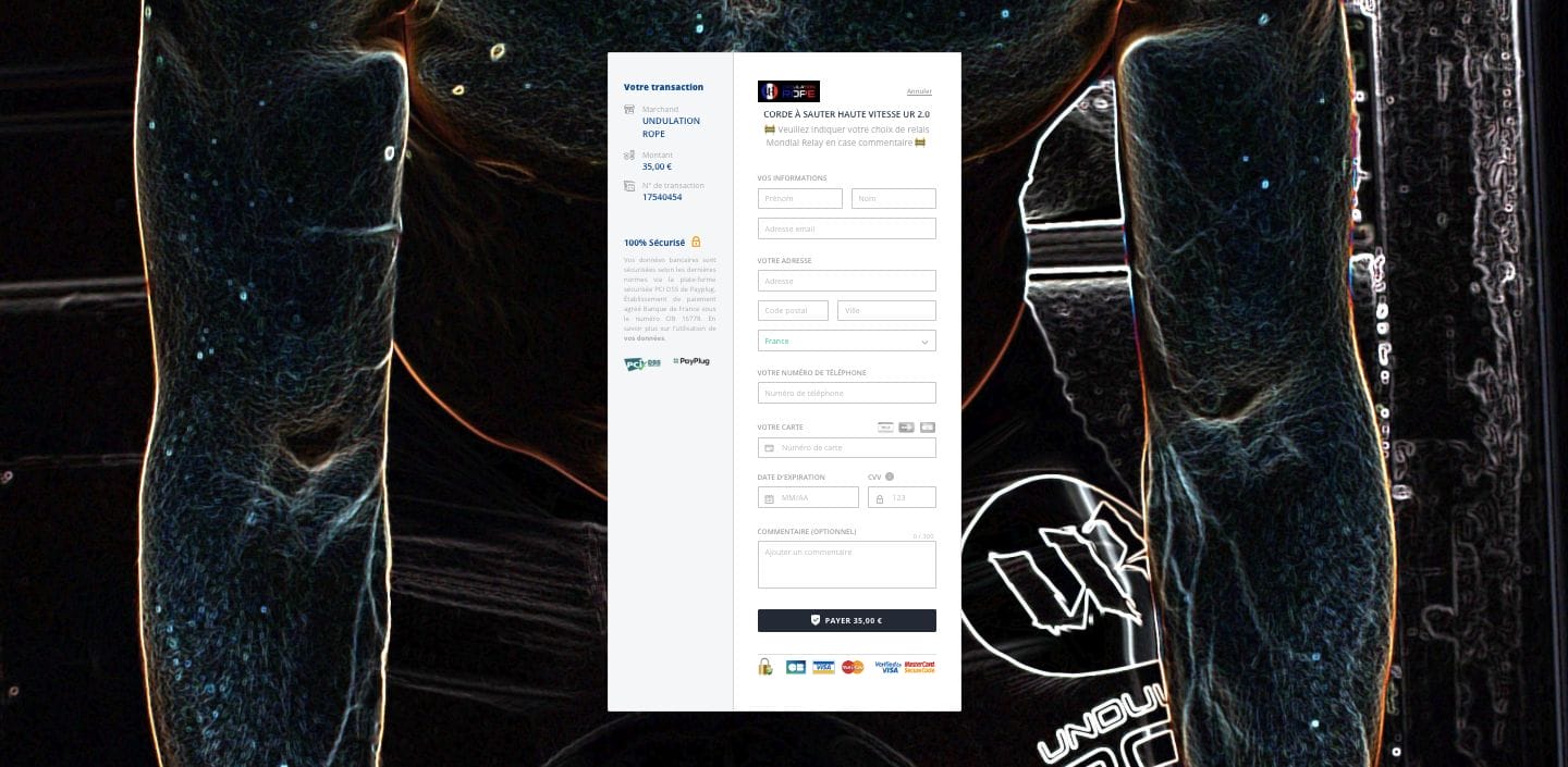 Page de paiement personnalisée d’Undulation Rope