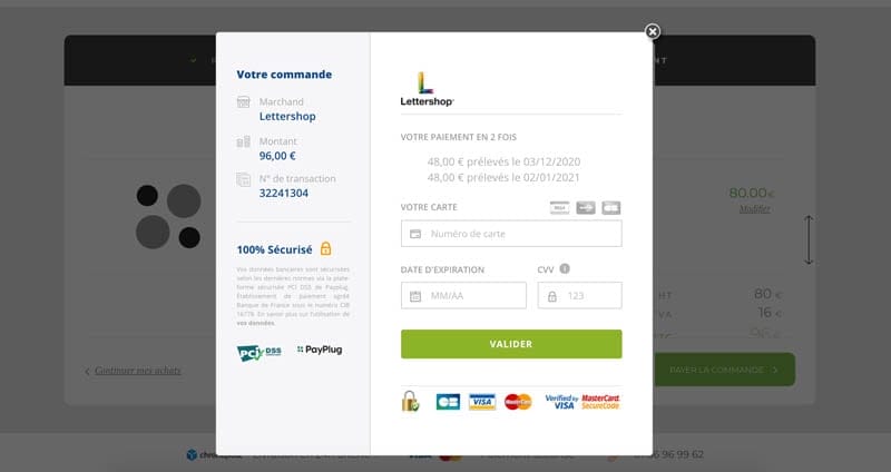 Page de paiement