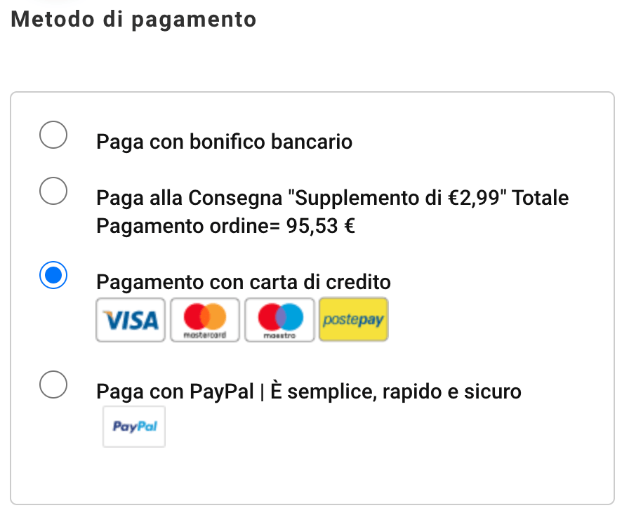 metodi pagamento