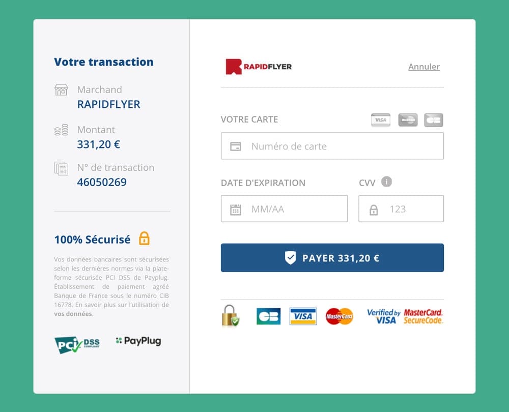 page de paiement