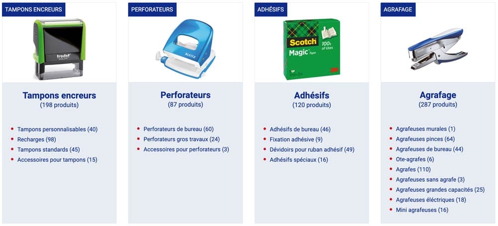 catégories de produits