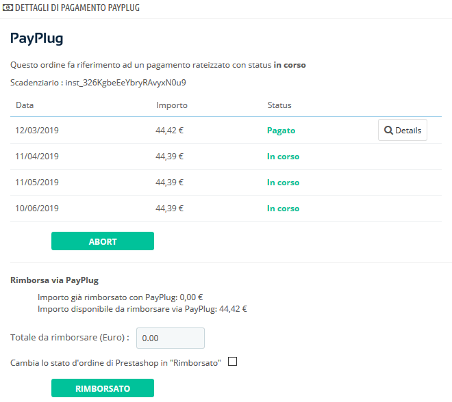 Monitoraggio dei pagamenti frazionati