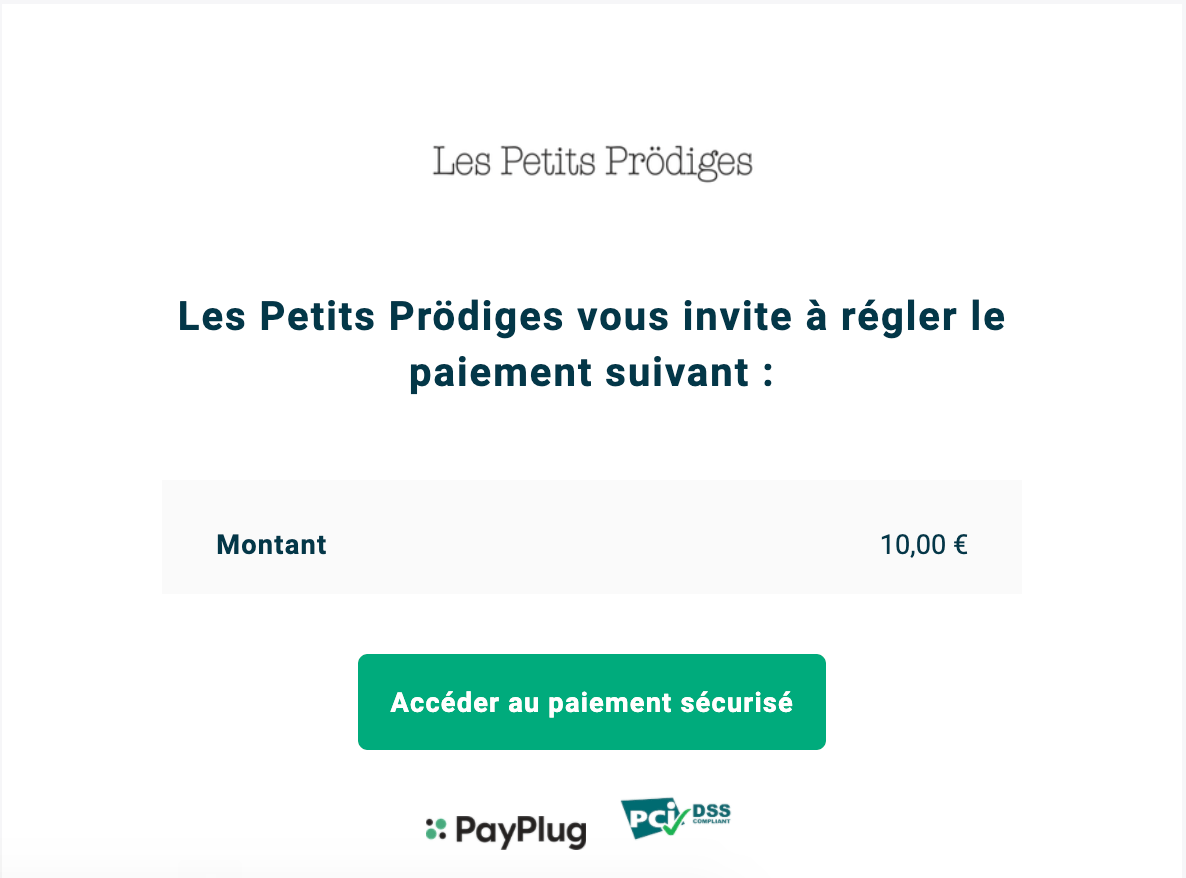 Demande de paiement e-mail