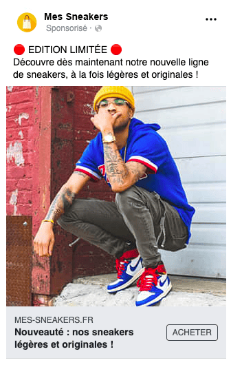 Version A publicité Facebook