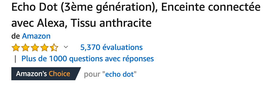 Fiche produit Amazon