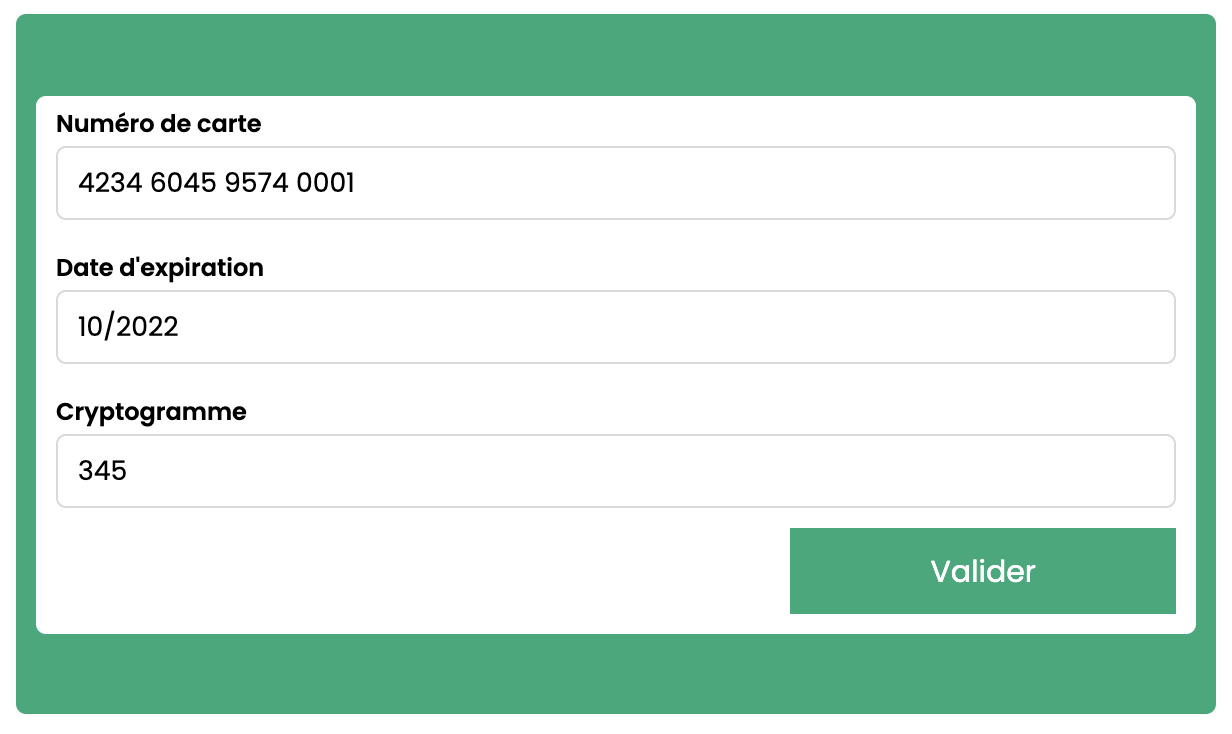 Formulaire integrated payment