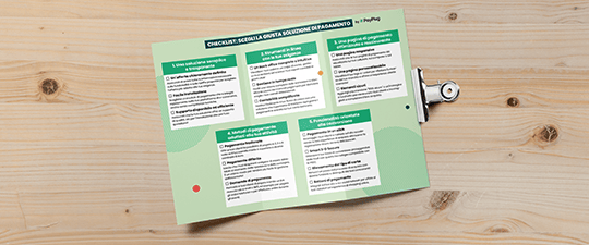 Checklist soluzione di pagamento