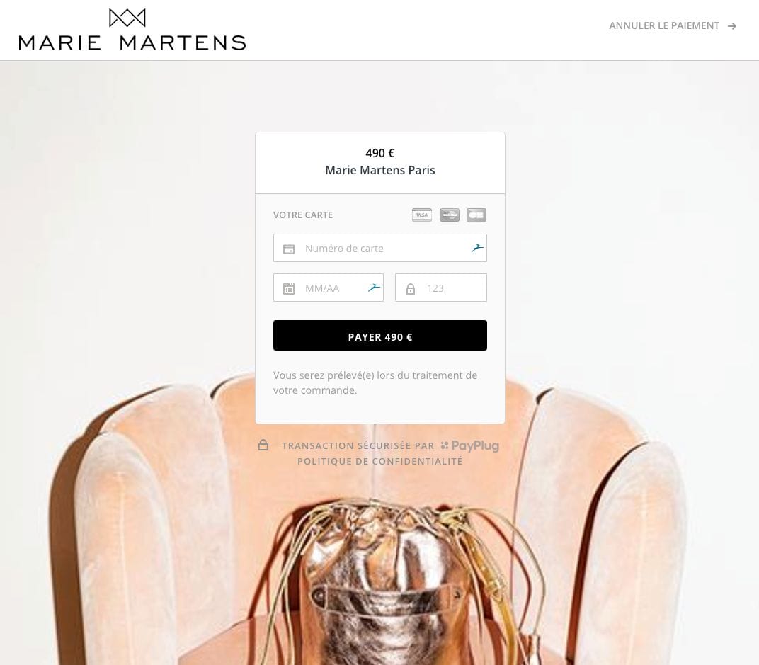 Page de paiement minimaliste