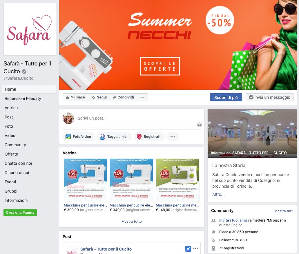 Pagina Facebook di Safarà