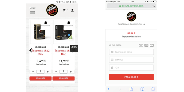 Pagina responsive Caffè Vergnano