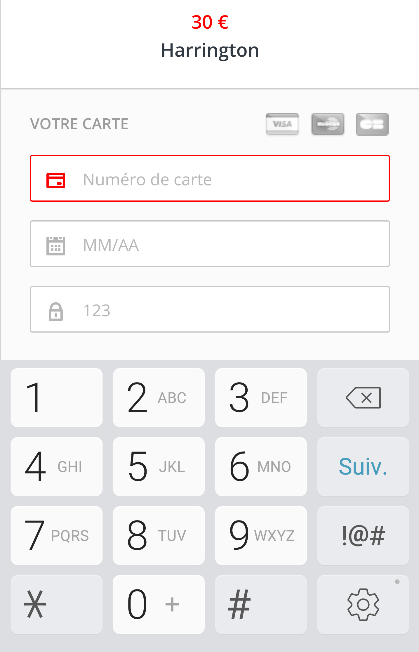 Paiement mobile Harrington