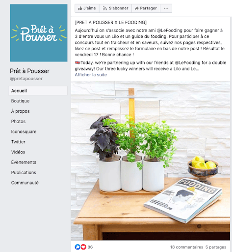 Concours Facebook Prêt à Pousser