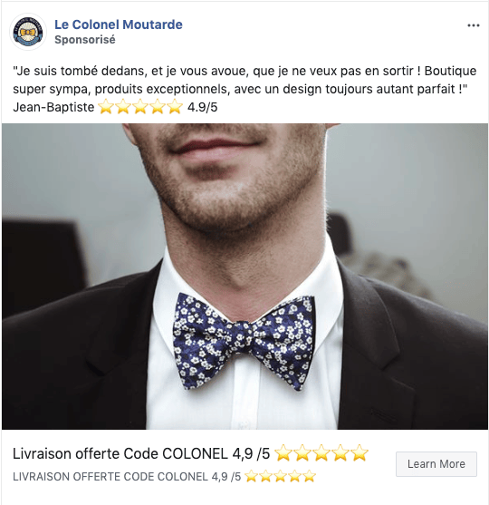 Publicité Facebook Le Colonel Moutarde
