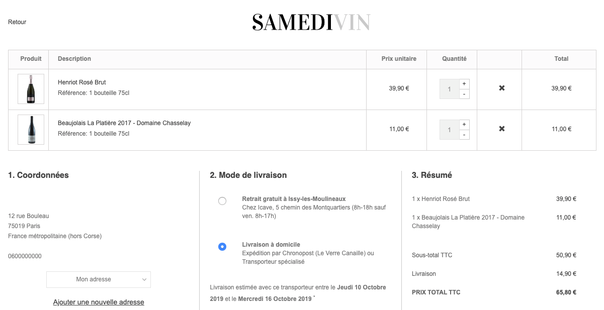 Tunnel d'achat Samedi Vin