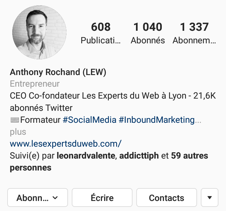 Biographie Instagram