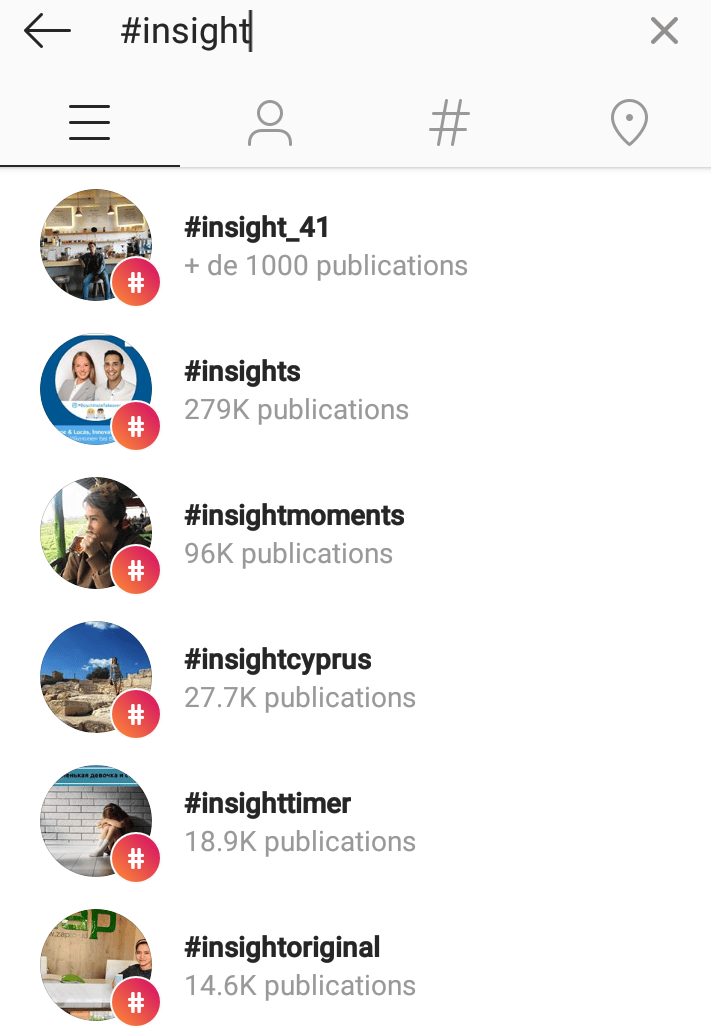 Hashtags connexes Instagram