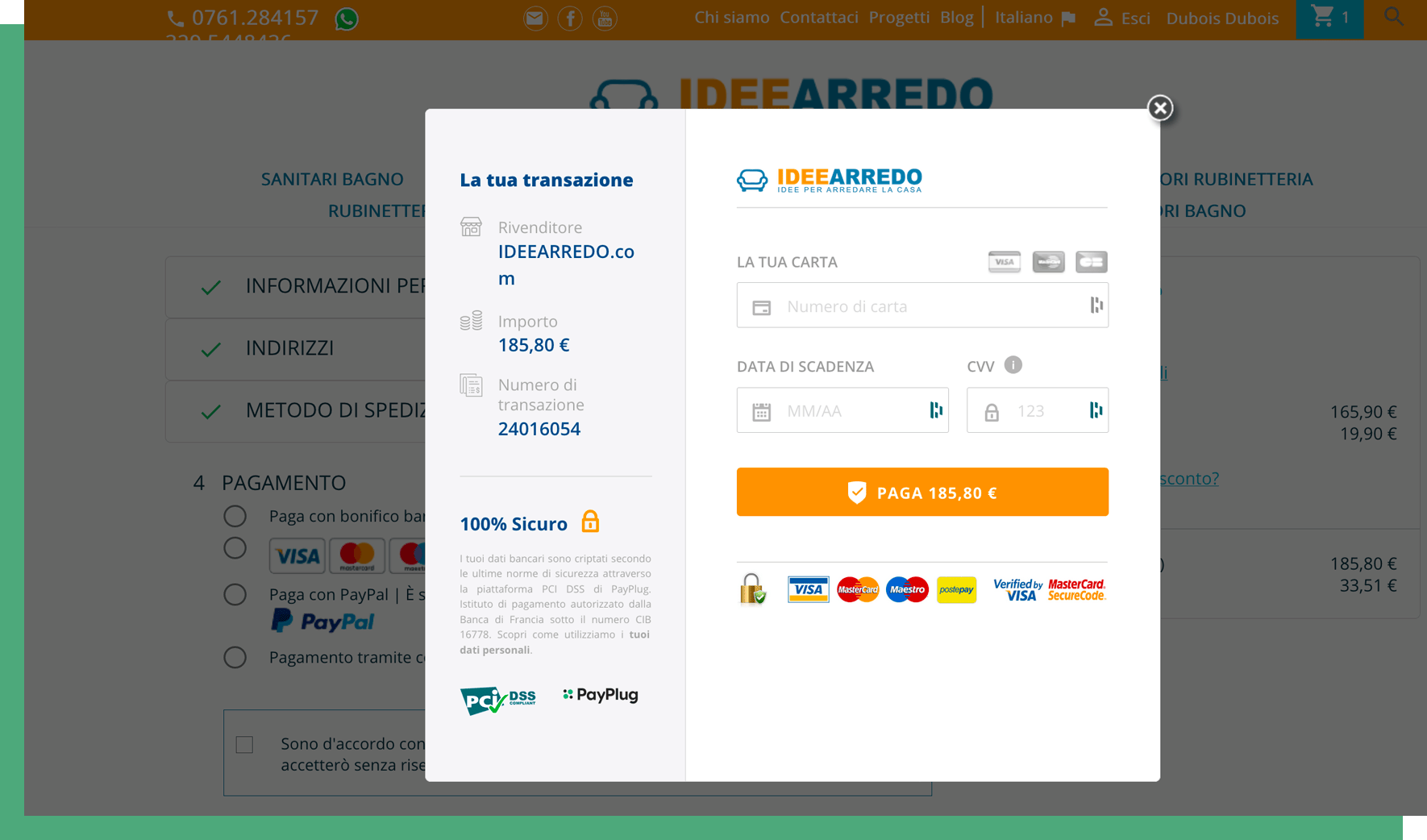 Pagina di pagamento personalizzata