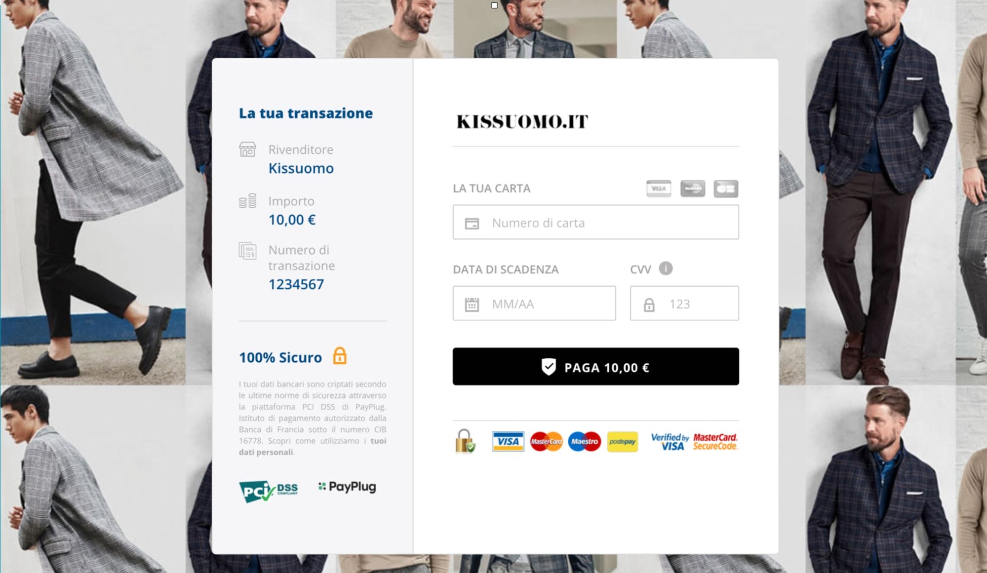 Pagina di pagamento rediretta