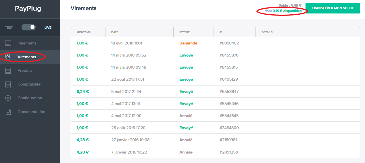 Connaître votre solde Payplug